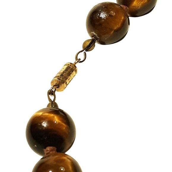 Natural Tiger Eye Knotted Bead Chocker Necklace - Picture 4 of 4